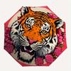 1pc Tiger Flowers Automatic Open/close Folding Compact Umbrella, 8-Rib Sturdy Canopy, Lightweight Portable, Everyday Use, Gift,049