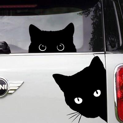 Autocollants décoratifs pour vitres et portes de voiture Motif chat noir voyeur