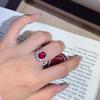 Xiaohongshu Haute Couture Diana-Style Ruby & Egg Diamond Adjustable Engagement Ring.