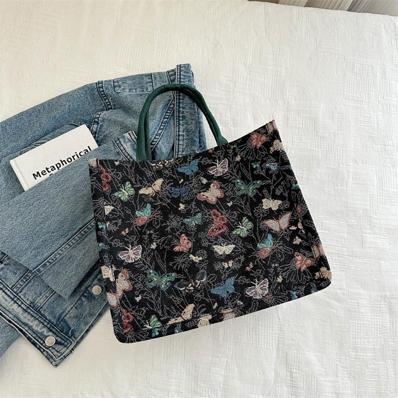 Stylish Large Capacity Tote Bag For Women Trendy Canvas Shoulder Bag Black Or White