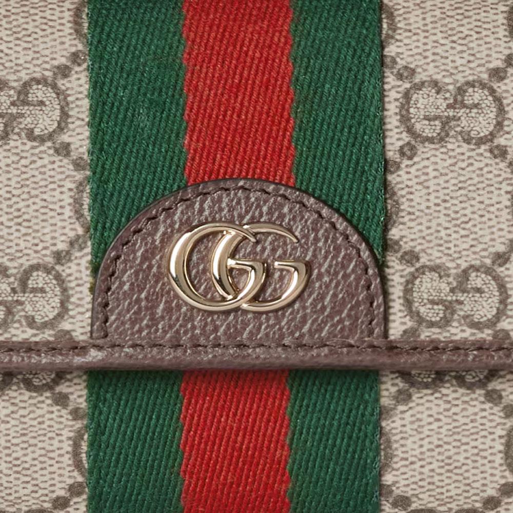 Gucci Ophidia Logo Classic Canvas Wallet Women Wallet Beige Dark-Brown 838485-FAE0L-9746