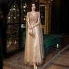 Toast clothes Bridal engagement evening dress Women's 1011 new art test light luxury long khaki V-neck bead dress