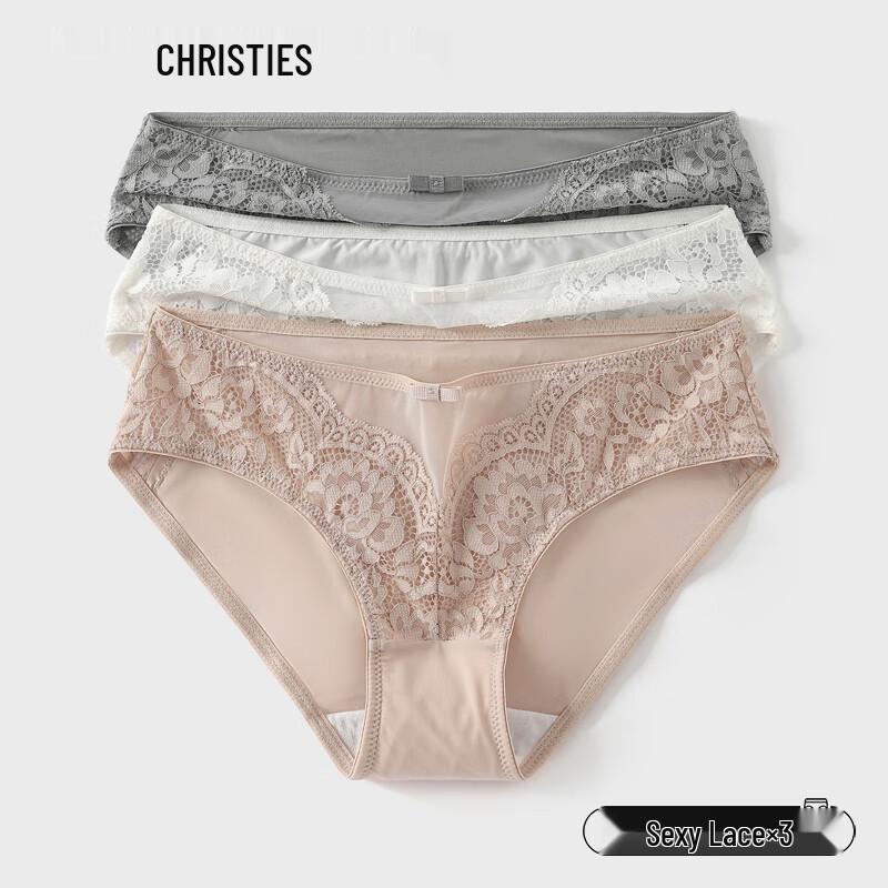 Christies Women's Sexy Lace Antibacterial Panties 3-Pack