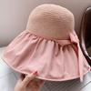 Sun Hat Large Brim Foldable Hollow Breathable Floppy UV Protection Bow Tie Decor Women Sunscreen Summer Hat Beach Cap for Outdoor