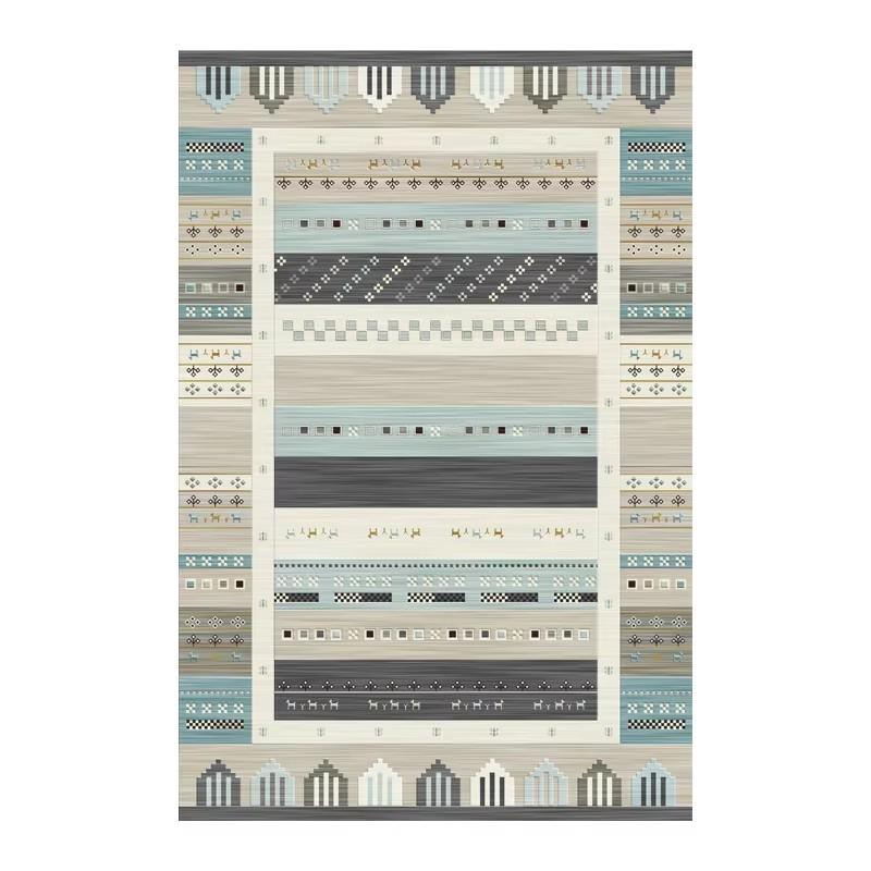 Bohemian Style Living Room Carpet Colorful Stripes Bedroom Rugs Easy Care Luxury Decorative Rugs Washable Large Size Carpets