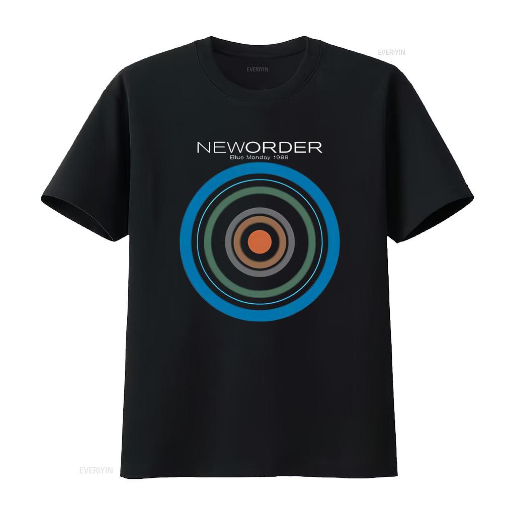Amplified Adult New Order Blue Monday 1988 T Shirt Print Design Black Vintage Washed Stretched Streetwear Versatile Unisex