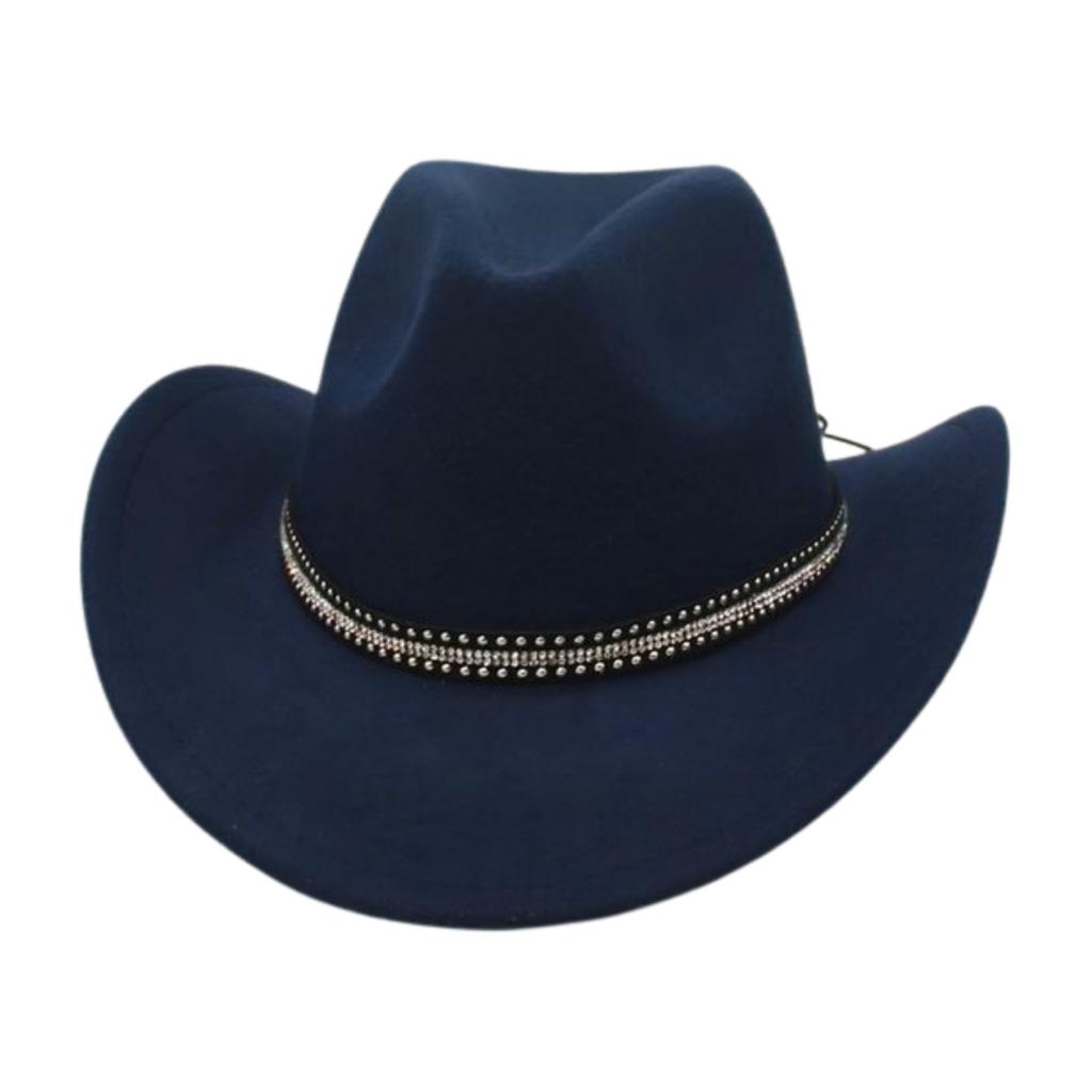 Retro British Style Cowboy Hat Men'S And Women'S Top Hat Versatile Rhinestone Premium Woolen Felt Hat