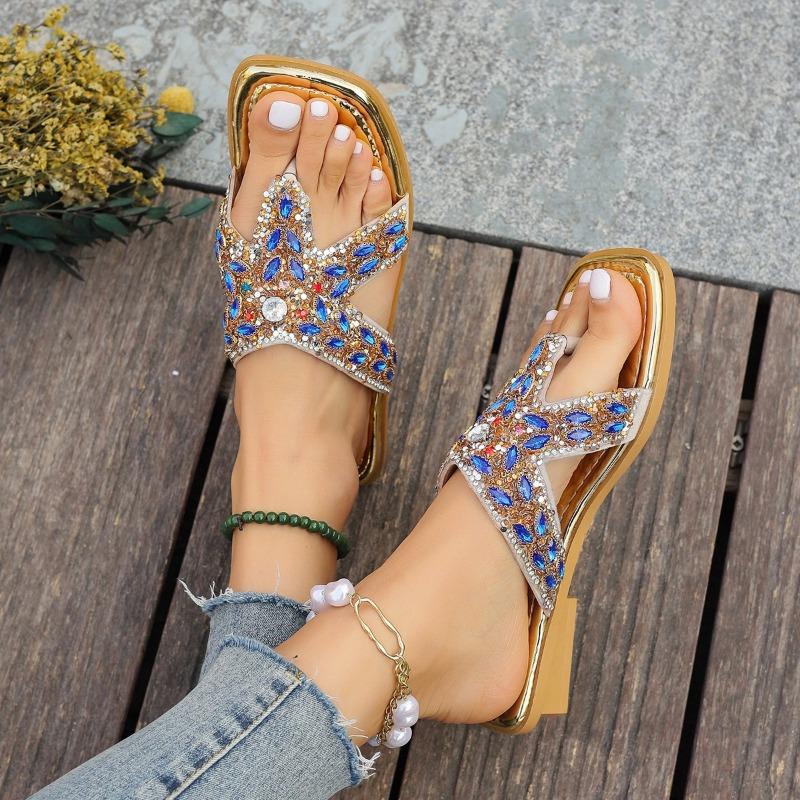 Fashion Trendy Luxury Slippers 2024 Summer New Design Sense Casual Flat Bottom One Line Outwear Women's Herringbone Cool Slippers