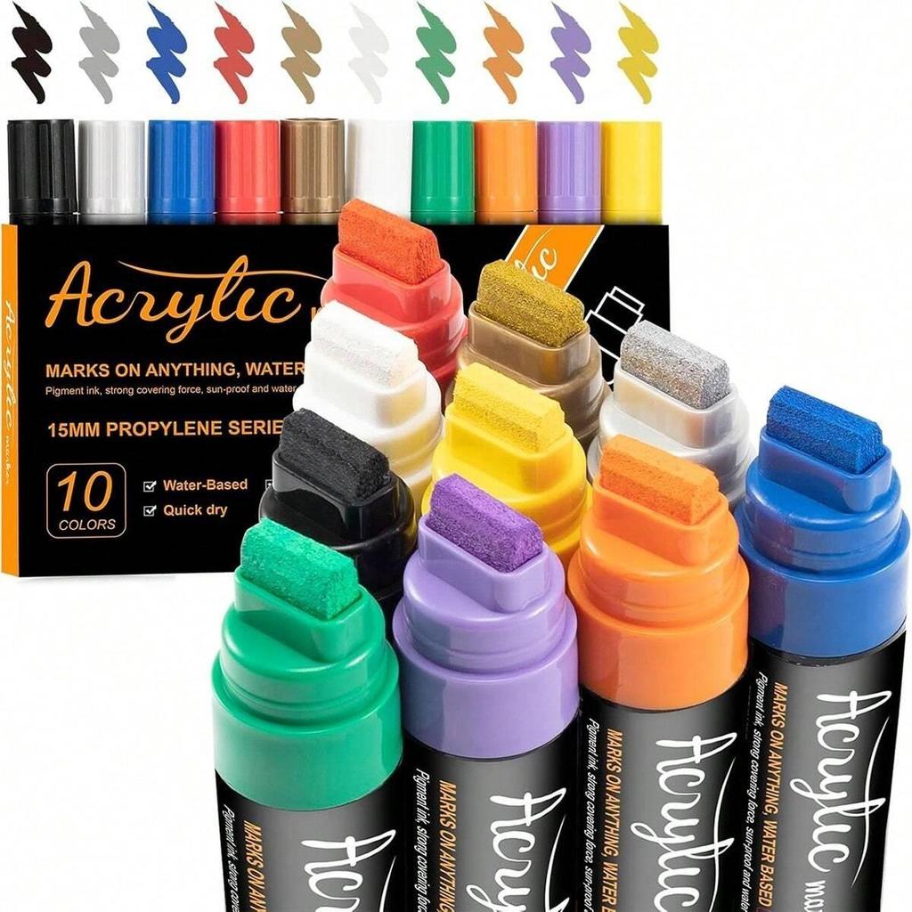 1pcs 15mm Large Capacity Acrylic Marker Pen Water-Based Painting & Graffiti Brush Pen For Art Use Student Back To School
