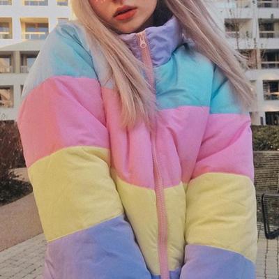 Pufovaná bunda Hřejivý vatovaný parkový kabát Dámský Zimní Harajuku Aethetic Dívčí Outfity Lazy Harajuku Bunda Dámská Zima 2022