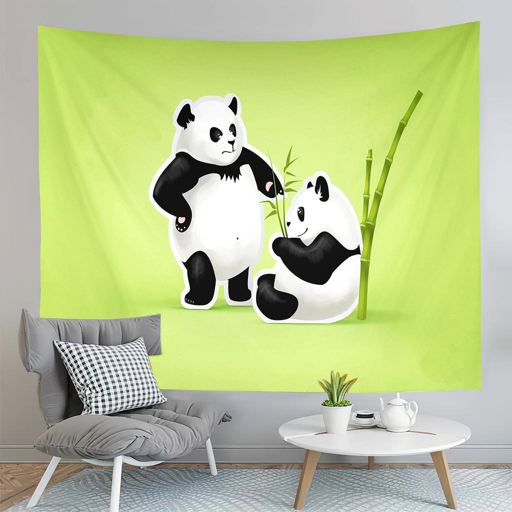 Cute Panda Print Tapestry Cartoon Style Animals Tapestry Creative Wall Hanging Decor Tapestries Bedroom Home Living Room Dorm