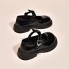 Black Versatile Round Head Heightened Thick-soled Mary Jane Small Leather Shoes for Women's British New Shallow Single Shoes