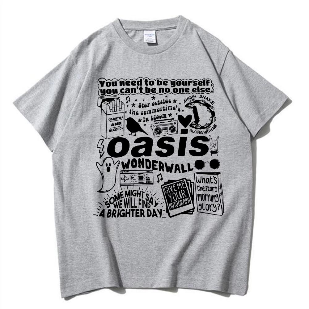 Oasis Reunion Tour 2025 Cotton Printed Tshirt Mens Women Harajuku Oneck Oasis Live 25 Tour Merch Casual Male TShirt Gifts