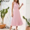 BITCED High-Waisted Pleated Fringe Dress with Tie Detail Sleeveless Summer Dress Casual Vacation Travel Dress