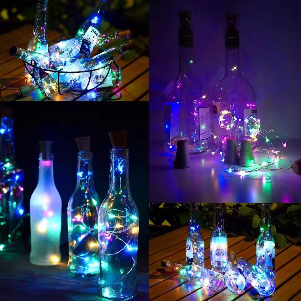 Ghirlandă Luminoasă LED cu Dop de Sticlă Alimentată Solar, de Exterior, Impermeabilă, Lumini Solare Tip Garanlandă Pentru Casă, Cameră, Grădină, Decor Nuntă