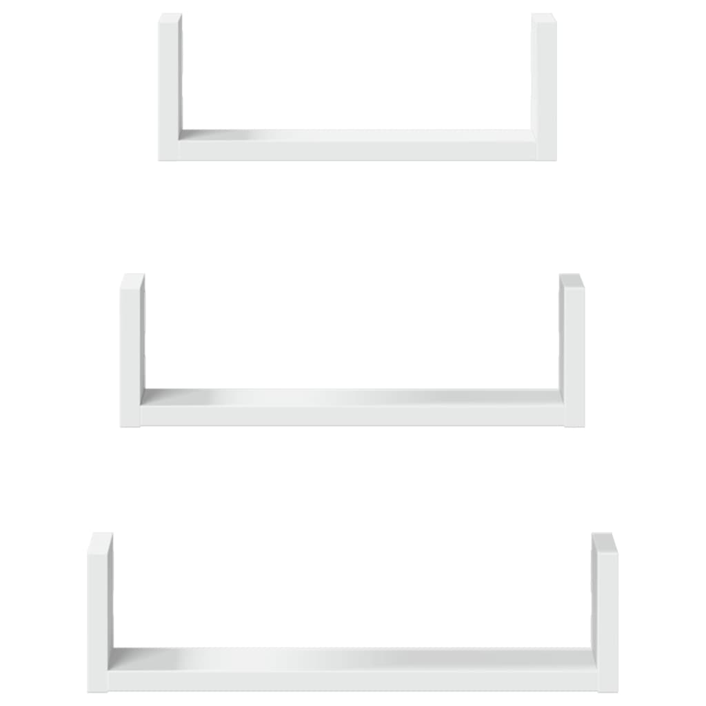 Wall Shelf Set 3 Pieces White Particleboard