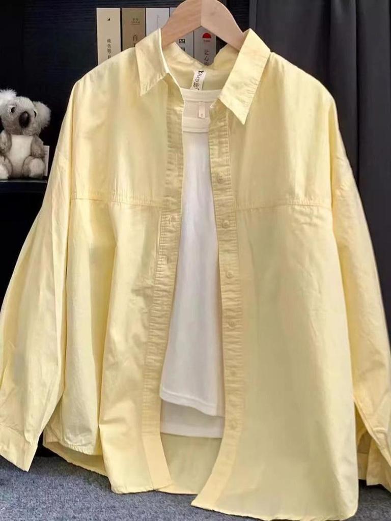 Women's Pure Cotton Loose Slimming Shirt Jacket for Spring, Summer, and Autumn Sun Protection