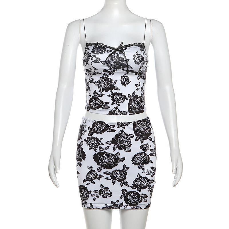 

Европейский и американский популярный женский наряд Кружевной короткий жакет Короткое платье Модный Сексуальный Гяру Принт Юбка на подтяжках Комплект White S