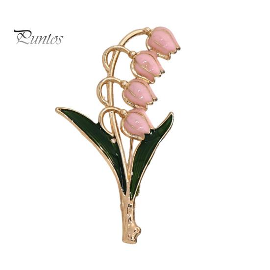 Plant Theme Brooch Flower Pin for Women, Golden Plated Floral Lapel Retro Blossom Badge Pin, Jewelry Daily Wear Parties Artistic