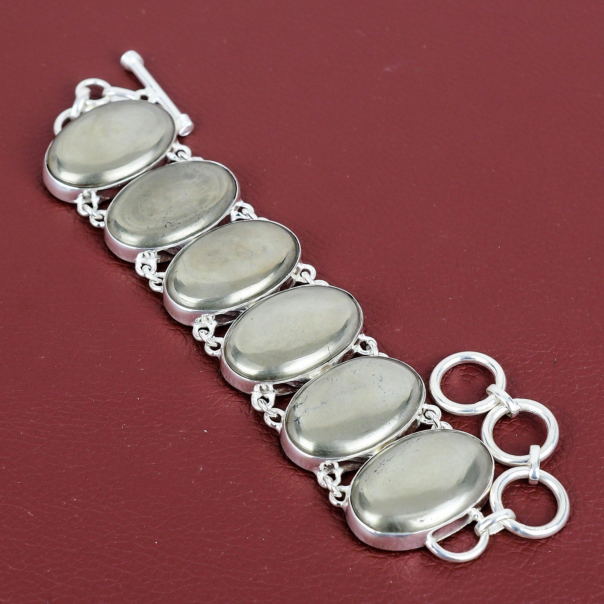 

Pyrite bracelet 925 sterling silver bracelet adjustable chain bracelet Pyrite gemstone jewelry handmade bracelet gifts for mom boho jewelry Adjustable