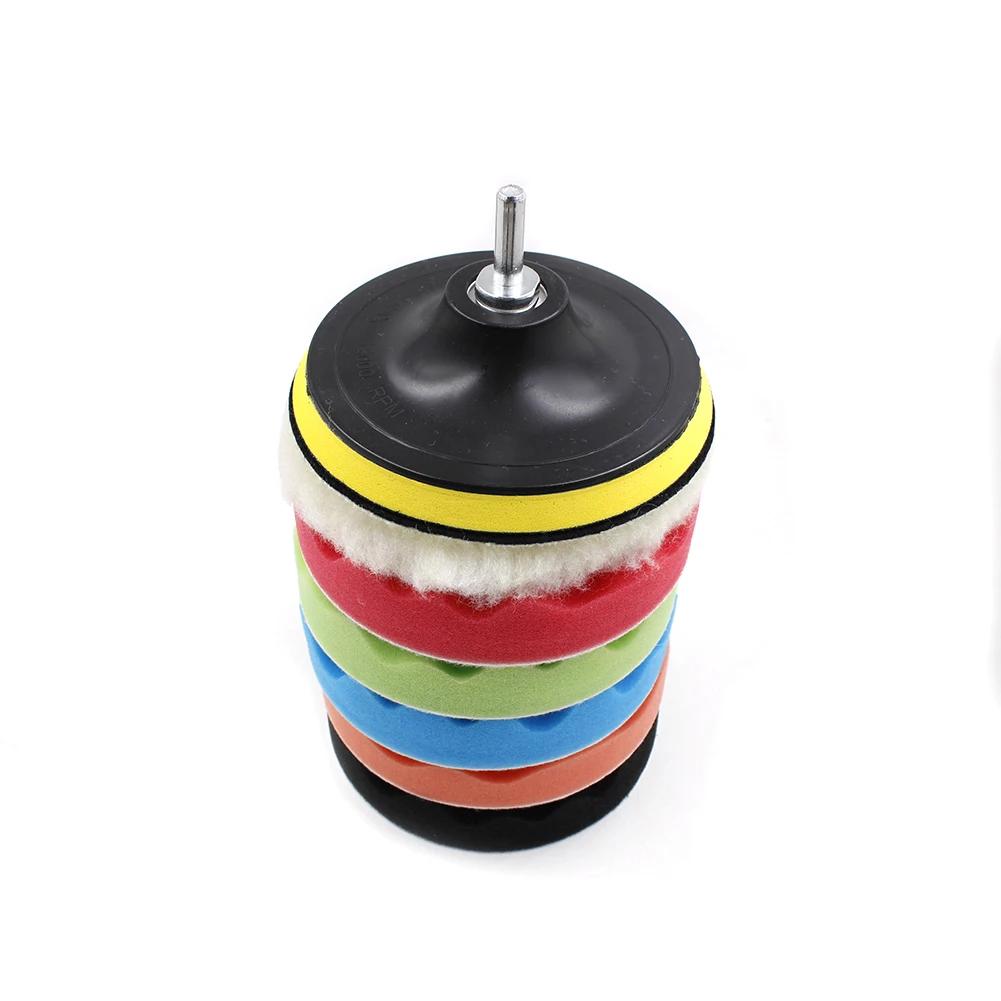 8Pcs/Set Polishing Pad Car Sponge Polishing Pad Kit 3/5/6/7 Inch Sponge Buffing Waxing Pad for Car Polisher Drill Adapter