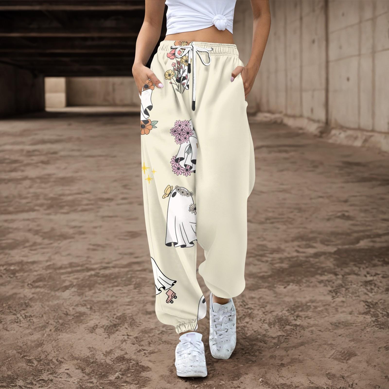 

Women s Halloween Printed Casual Pants Drawstring Elastic Waist Drawstring Pants XXXL хакі