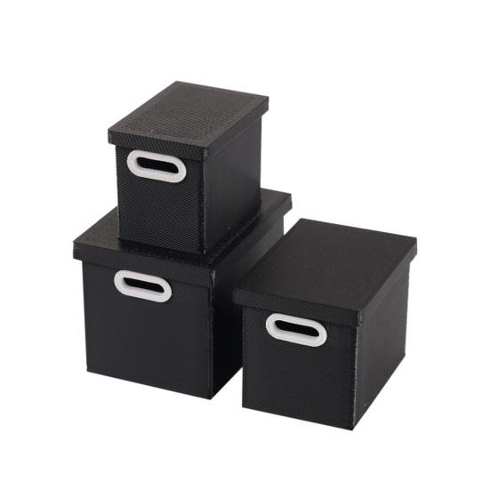 3Pcs/Set Simulation Storage Box 1:12 Miniature Scale Three-Piece Stacking Design Smooth Edges Safe Play Storage Organizer Dollhouse Accessory