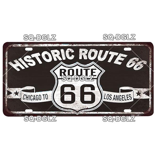 ROUTE 66 Metal Sign Tin Sign Licenses Plate Garage Decor Plaque Vintage Man Cave Bar Pub Club Home Wall Decor Garage Poster