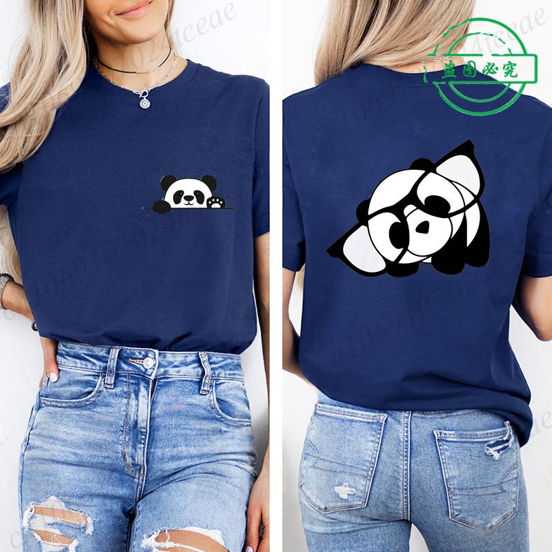 Bambusová Panda Dámské Grafické Tričko pro Ženy Dívka Krátký Rukáv Kulatý Výstřih Ležérní Top na Léto a Jaro, Dámské Oblečení