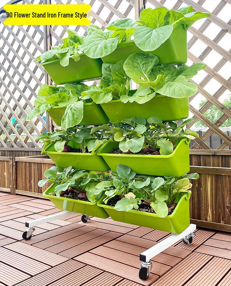 Mobile Multi-layer Plant Stand with Wheels for Balcony - Ideal for Flowers, Vegetables, and Strawberries