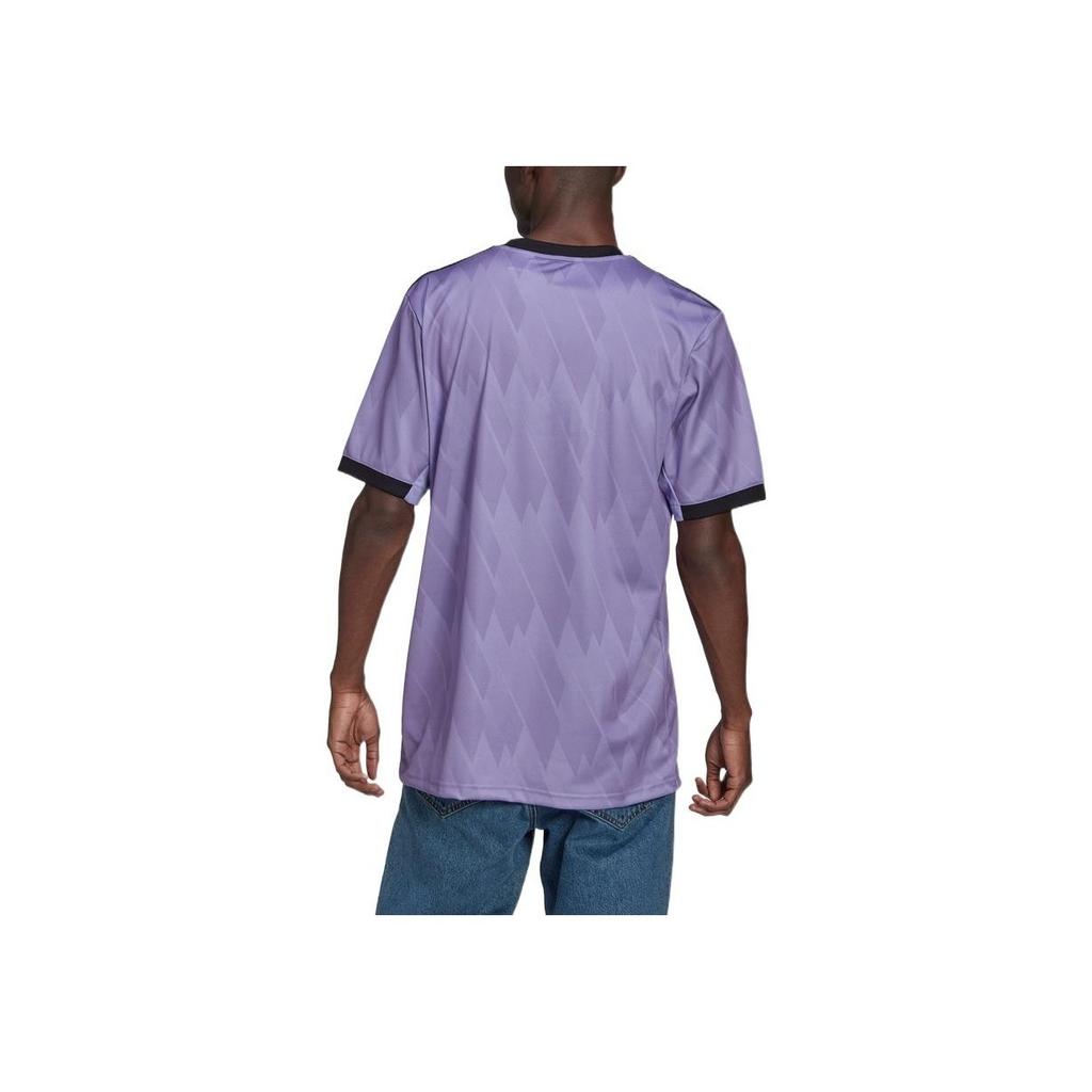 Adidas Real Madrid Fan Edition Logo Print Rundhals Kurzarm Fußballtrikot Herren Tops Lila H18489