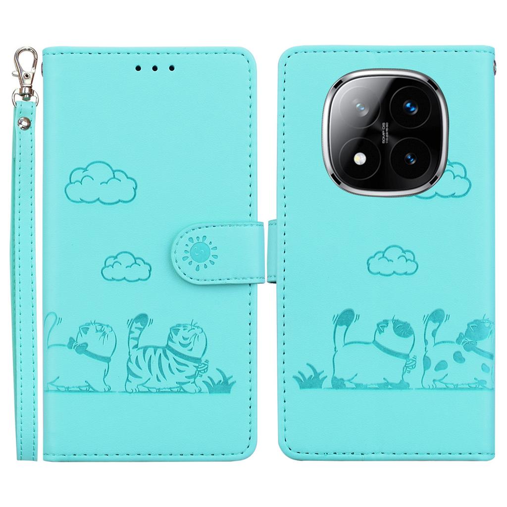 For Xiaomi Redmi Note 14 Pro 5G/Poco X7 5G Case RFID Blocking Kitten Pattern TPU+PU Leather Phone Cover