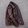 Retro Erstschicht Gelbes Rindsleder Echtleder Herren Motorrad Distressed Lederjacke