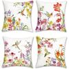 Colorful Flowers and Hummingbirds PillowcaseSuitable for Sofa Car Bedroom Decorative Cushion Cover Pillow Cover