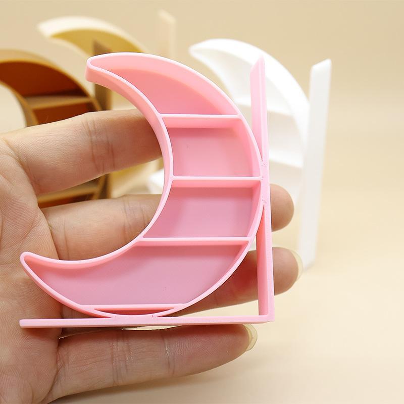 1:12 Dollhouse Miniature Moon Bookcase 4-Layer Storage Rack Display Cabinet Showcase Model Decor Toy Doll House Accessories