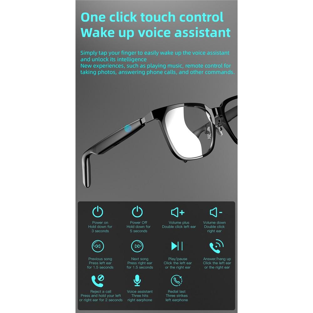 SG-18 PRO Smart Wireless Audio Glasses, Bluetooth 5.4 Anti Blue Light Eyewear with HIFI Sound & Touch Control