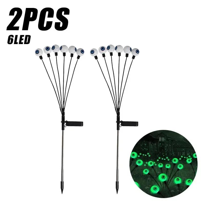 Halloween Outdoor Scary Eyeball Lights Led Green Warm White Multi Color Eyeball Blinking Firefly Lights Waterproof Solar Lights