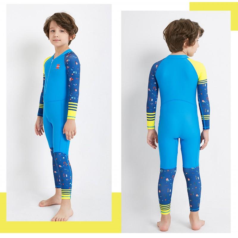 Kids UV Protection Rash Guard Swimsuit Long Sleeve One Piece Swimwear Snorkeling Beach Outdoor