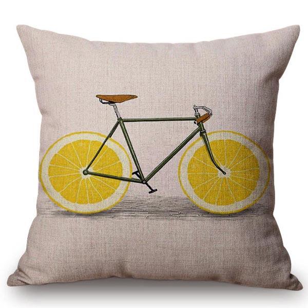 Modern Fruits Pattern Design Throw Pillow Case Pear Lemon Bicycle Summer Harmony Car Sofa Decoration Cushion Cover Cojines