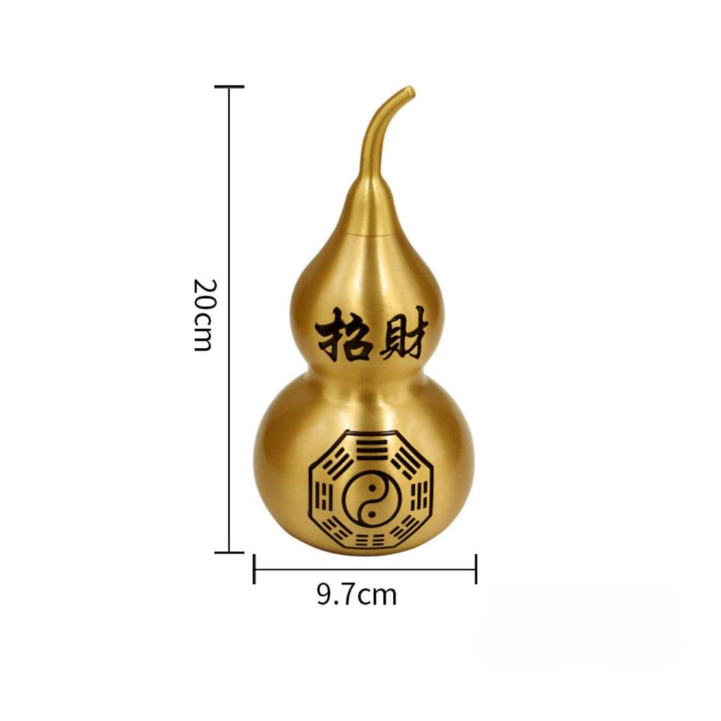 Feng Shui Brass Gourd with Bagua Symbol | DoubleLobed Shape, Calabash YinYang Motif, for