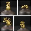 Brass Figurine Copper Lucky Rat Statue Animal Sculpture Collectibles Zodiac Pendant Rich Wealth Amulet Home Decoration