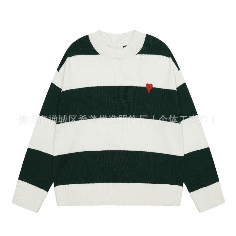 Übergroßer Strickpullover mit Herzjacquard Rundhalsausschnitt Lockerer Schnitt Unisex Lässiger Pullover