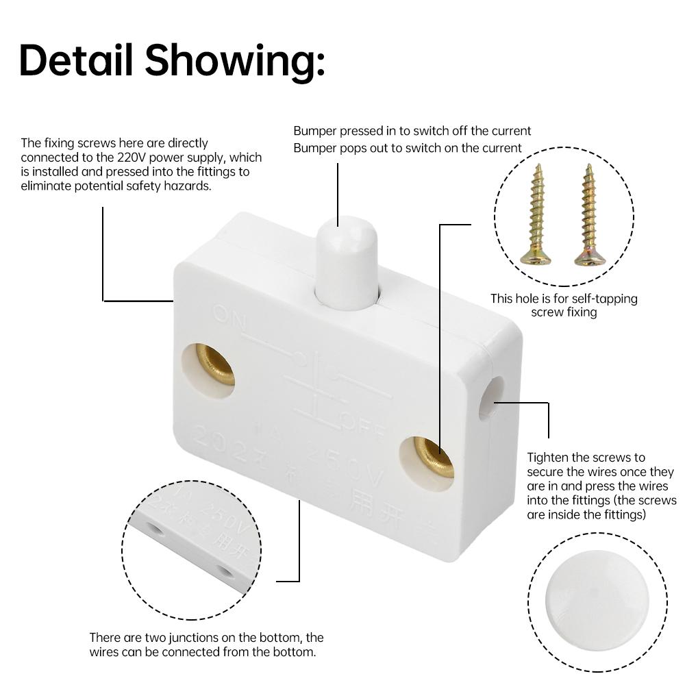 Automatic Reset Switch Closet Cabinet Light Switch Household Cabinet Door Control Switch Wardrobe Light Switch For Smart Home