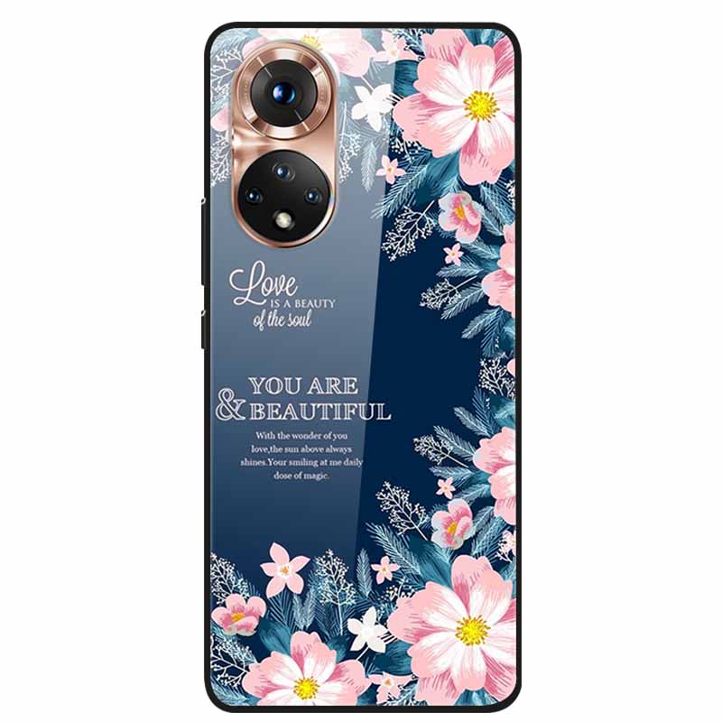 For Honor 50 Case Cartoon Tempered Glass Back Cover Hard Case For Huawei Honor 50 Pro Phone Cases NTH-AN00 NTH-NX9 Fundas Coque
