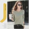 Korean Long-Sleeve T-Shirts for Women: Slimming Solid Color Layering Tops, Youthful Style