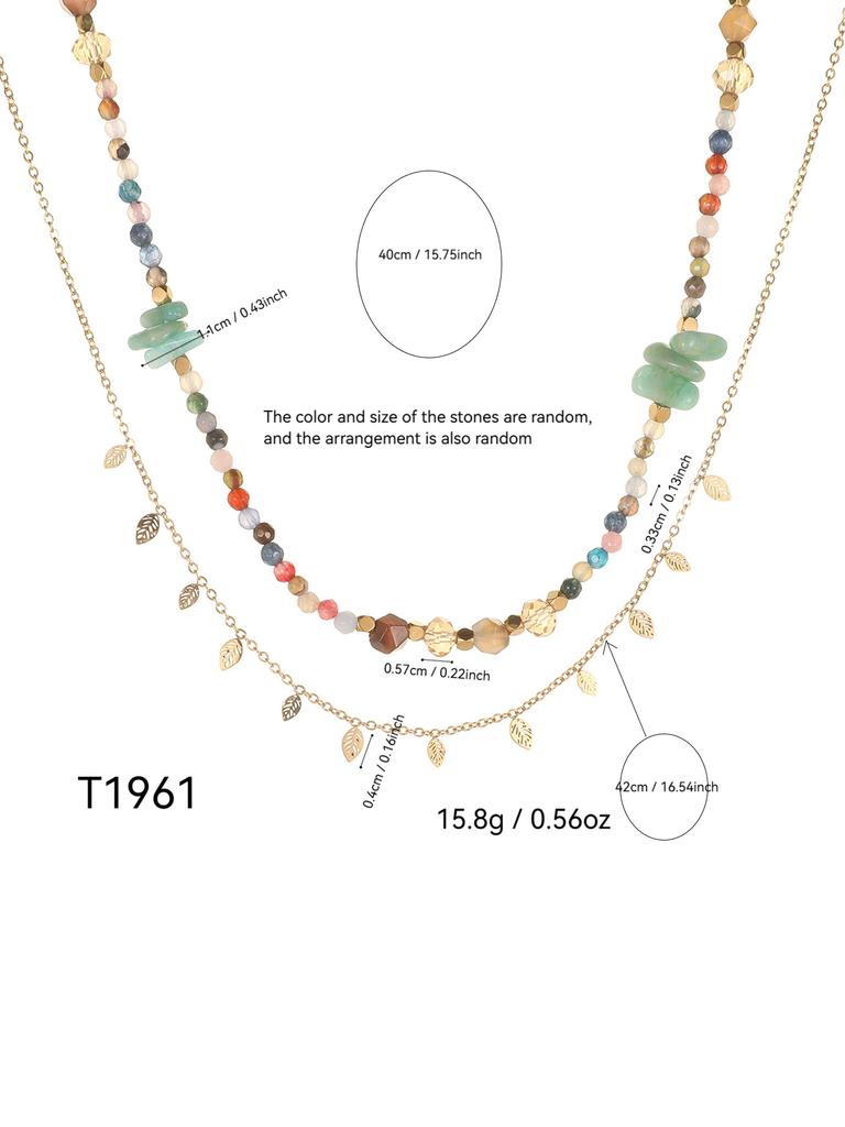 1Pcs Simple And Versatile Zircon Beaded Necklace Leaf Necklace Set Layered Necklaces Women'S Jewellery