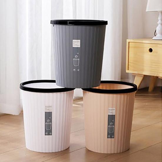 Garbage Bin with Pressure Ring No Lid Space-Saving Plastic Kitchen