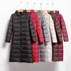 Damen Leichte Lange Daunenjacke mit Kapuze - Koreanischer Stil Schlanke Passform, Über das Knie