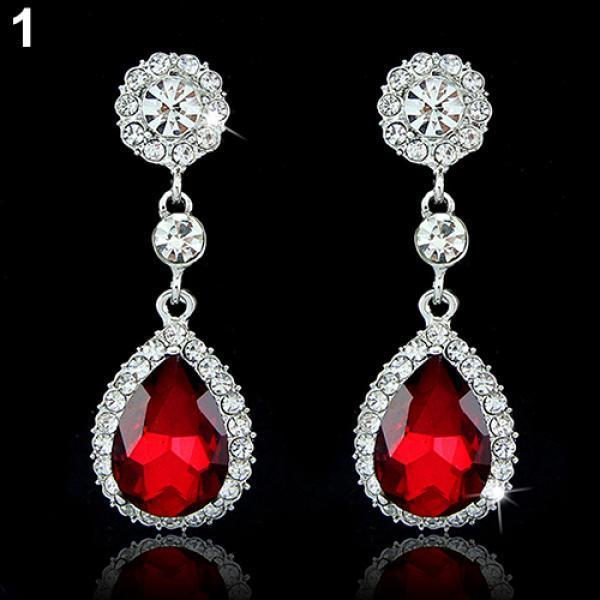 

Женские роскошные серьги-гвоздики с каплевидной люстрой и стразами, ювелирные изделия в подарок красный