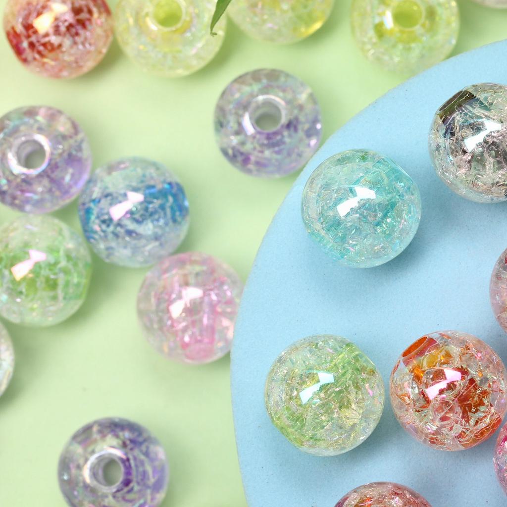 10Pcs 16mm/18mm/20mm Color Acrylic Crack Beads For Jewelry Making DIY Necklace Process Beads